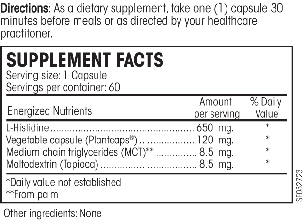 PERQUE L-Histidine Supplement Facts